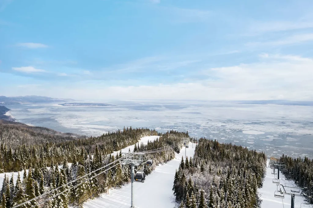 Overlooking chairlift at Charlevoix, Quebec ski resort