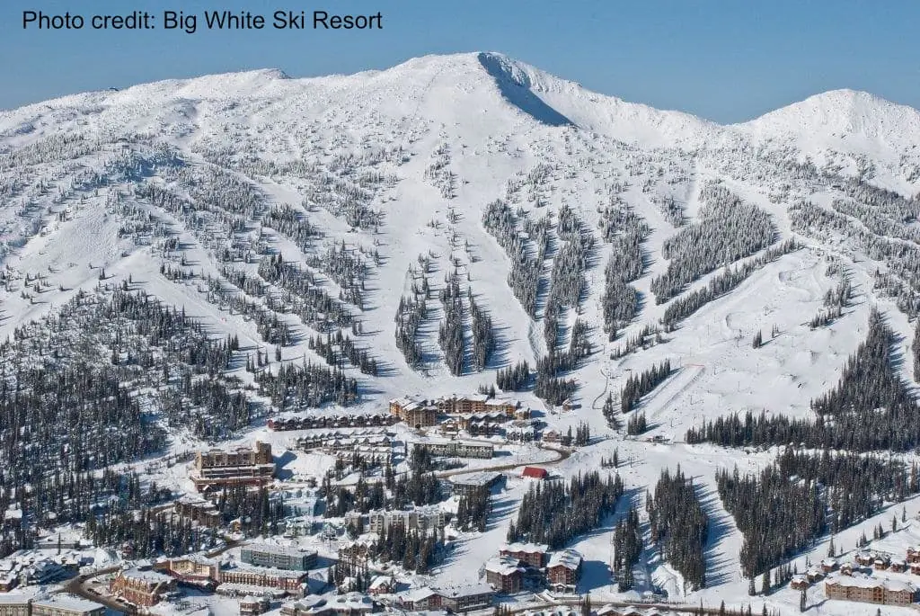 overhead view of Big White Ski Resort in winter