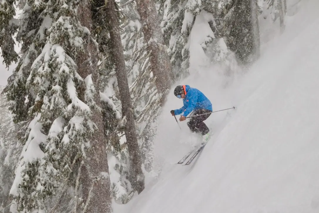 skier on a steep sleep at Revelstoke resort