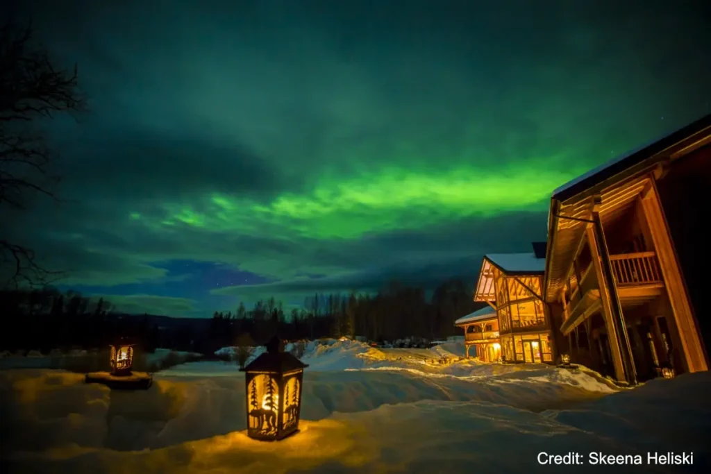 Northern lights over the Skeena Bearclaw lodge