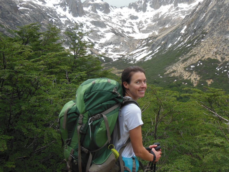 Emily hiking in the mountains